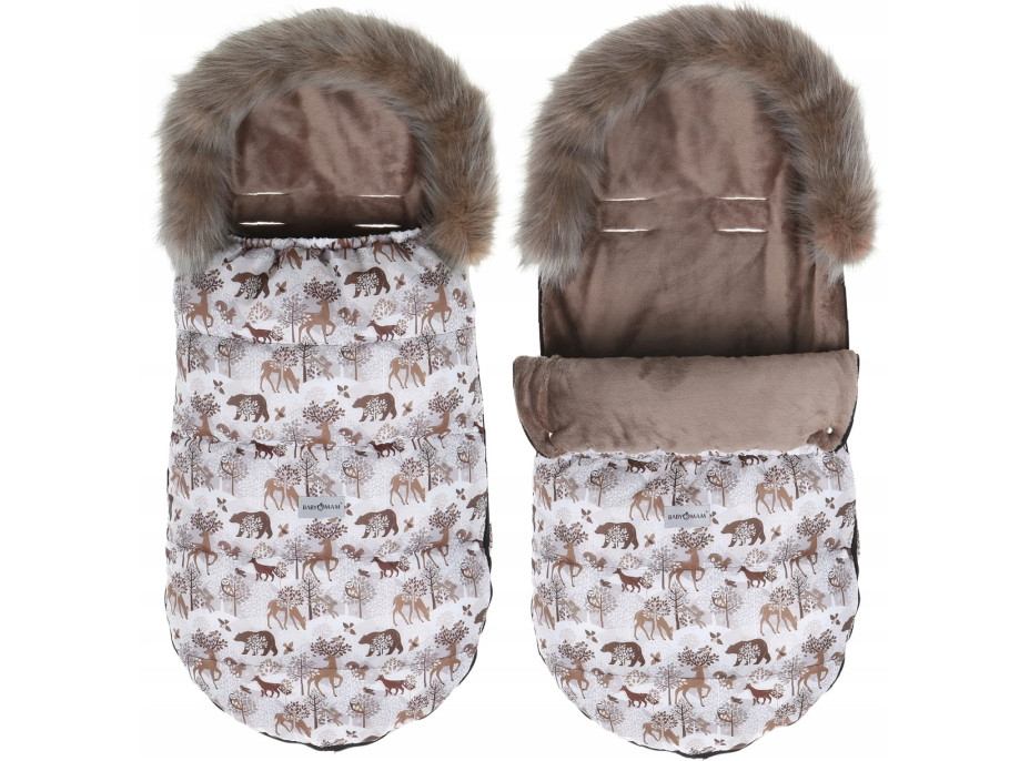 Dětský fusak do kočárku BABYMAM Maxi - Zimní les/cappuccino