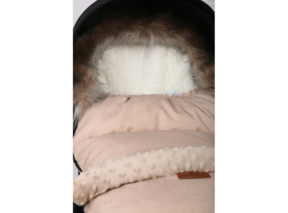 Dětský fusak do kočárku BABYMAM Premium - Cappuccino/beránek ecru