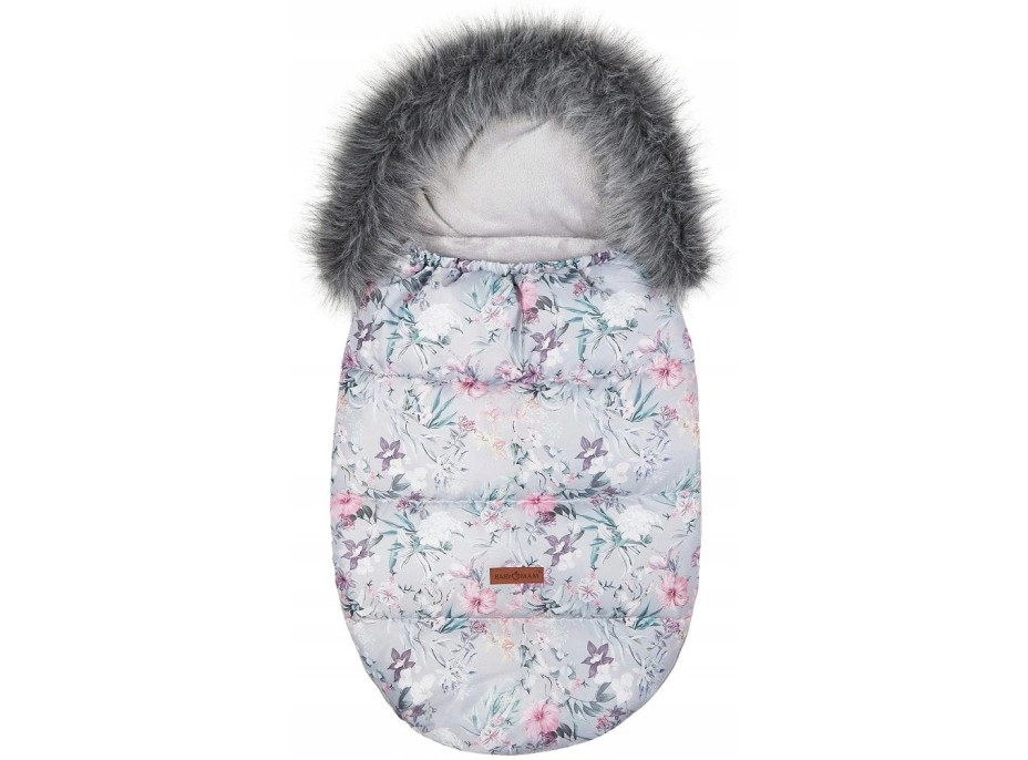 Dětský fusak do kočárku BABYMAM Premium - Levandulová zahrada/šedý