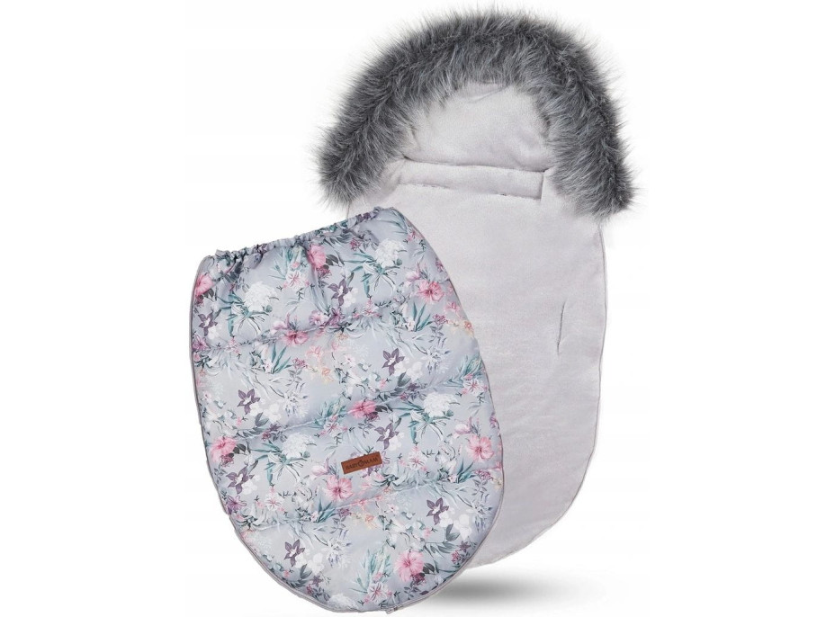Dětský fusak do kočárku BABYMAM Premium - Levandulová zahrada/šedý