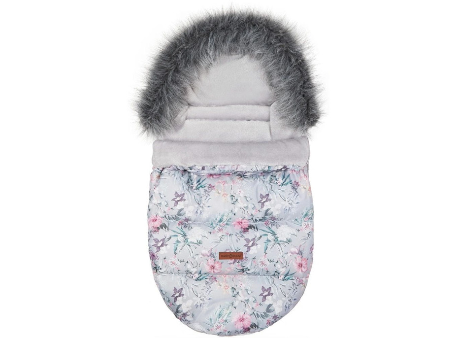 Dětský fusak do kočárku BABYMAM Premium - Levandulová zahrada/šedý