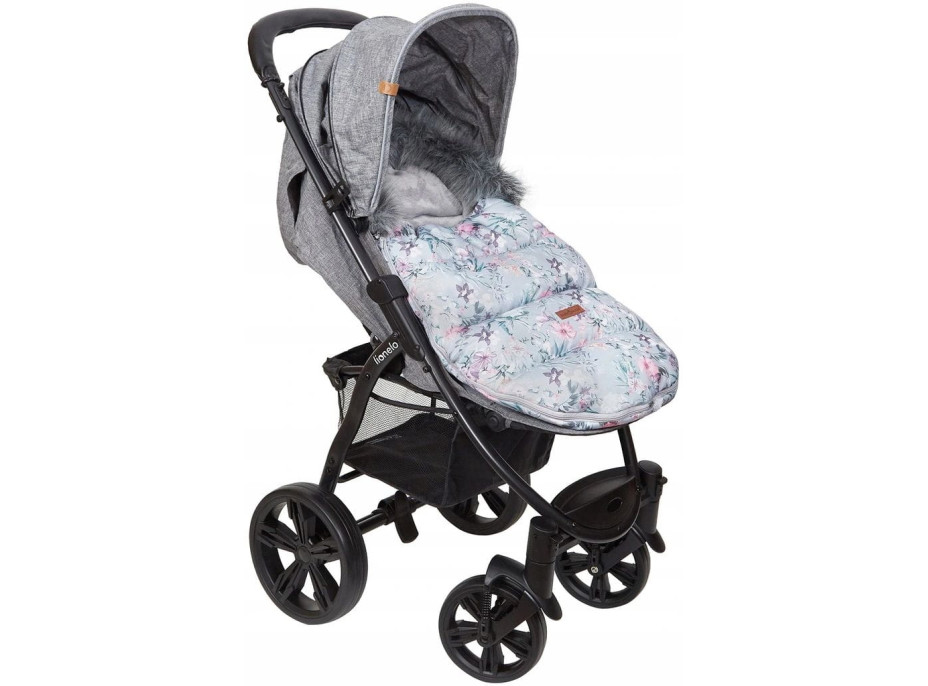 Dětský fusak do kočárku BABYMAM Premium - Levandulová zahrada/šedý