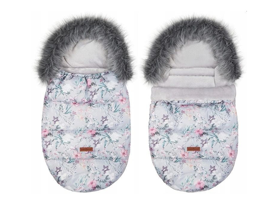 Dětský fusak do kočárku BABYMAM Premium - Levandulová zahrada/šedý