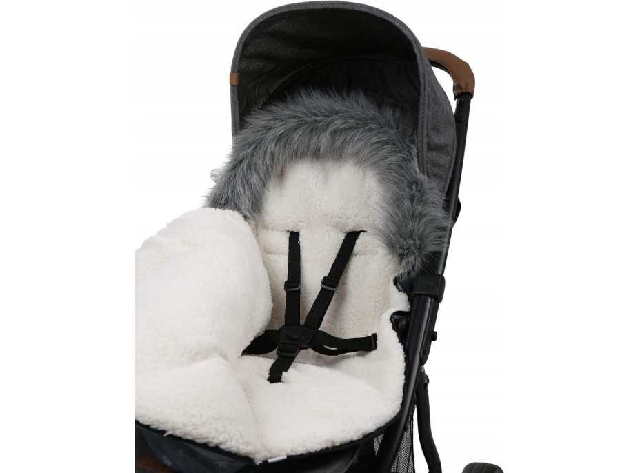 Dětský fusak do kočárku BABYMAM Premium - Vlk/beránek ecru