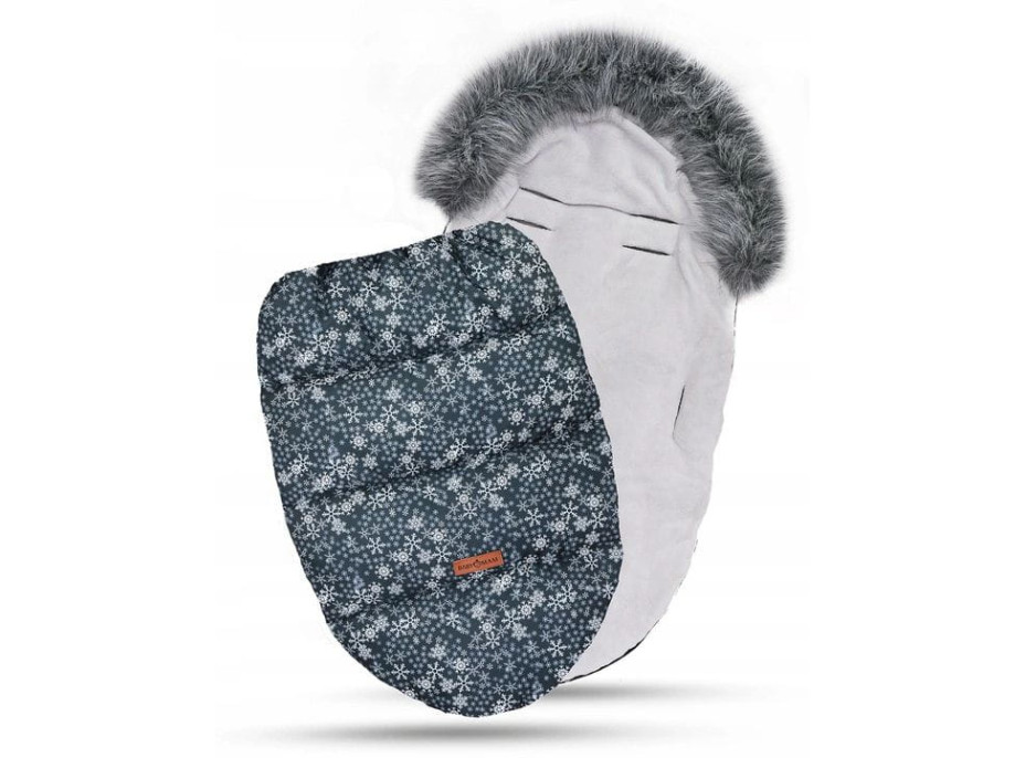 Dětský fusak do kočárku BABYMAM Premium - Vločky/šedý