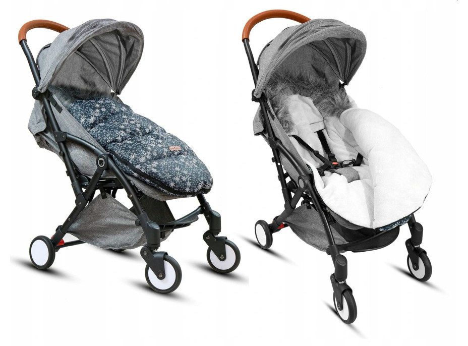 Dětský fusak do kočárku BABYMAM Premium - Vločky/šedý