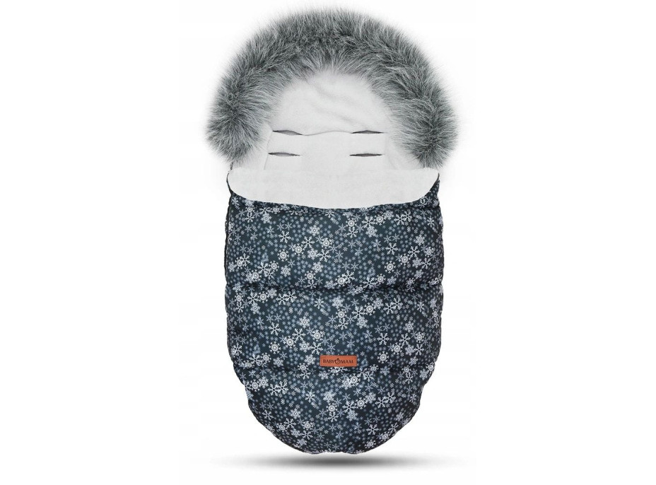 Dětský fusak do kočárku BABYMAM Premium - Vločky/šedý