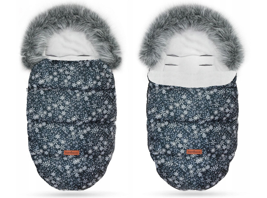 Dětský fusak do kočárku BABYMAM Premium - Vločky/šedý