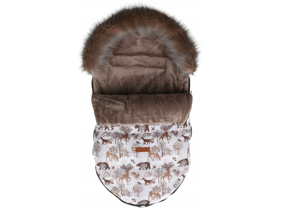 Dětský fusak do kočárku BABYMAM Premium - Zimní les/cappuccino