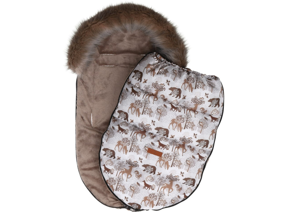 Dětský fusak do kočárku BABYMAM Premium - Zimní les/cappuccino