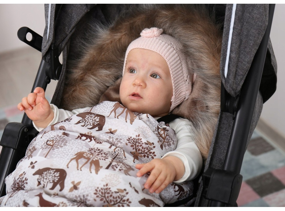 Dětský fusak do kočárku BABYMAM Premium - Zimní les/cappuccino