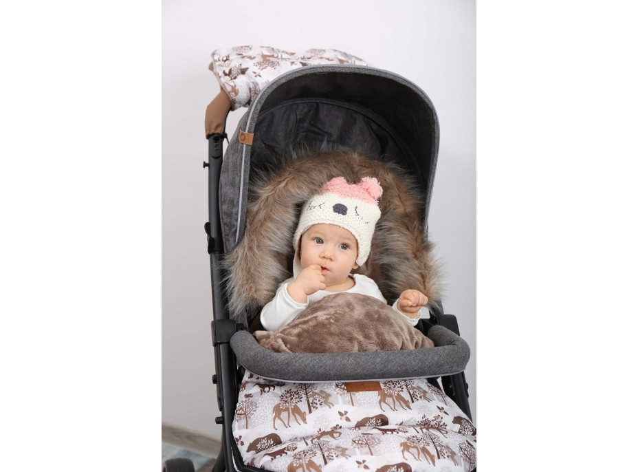 Dětský fusak do kočárku BABYMAM Premium - Zimní les/cappuccino