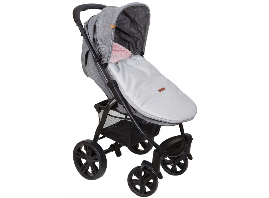 Dětský fusak s kapucí BABYMAM Soft Nature - světle šedý melange/růžová minky