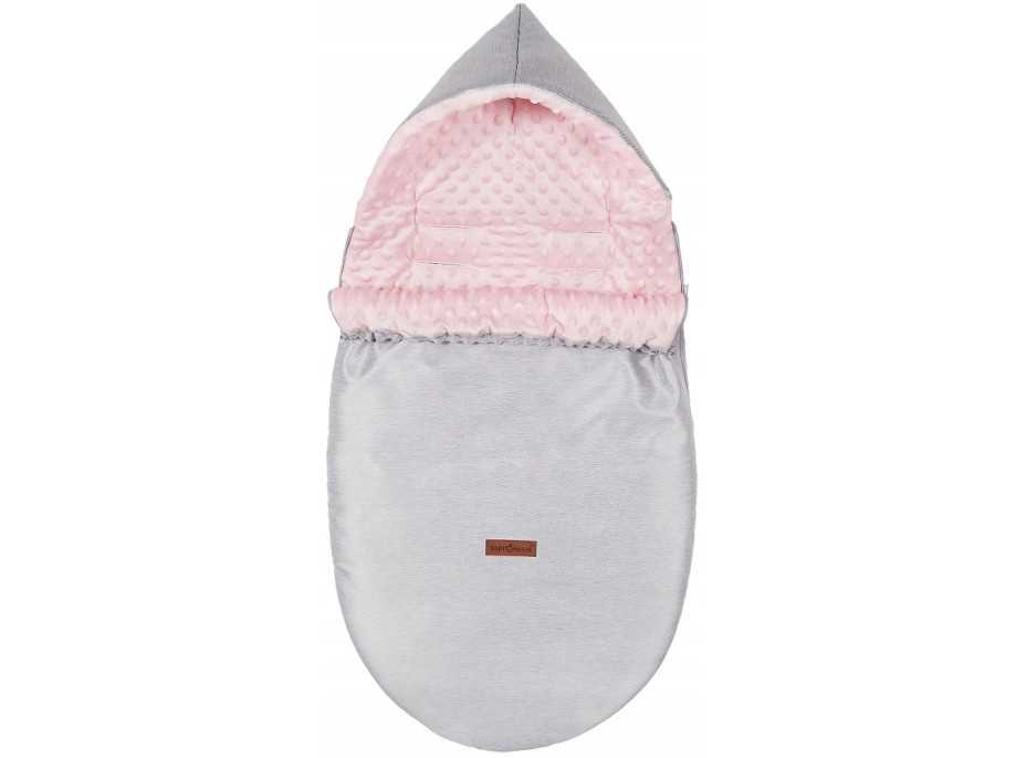 Dětský fusak s kapucí BABYMAM Soft Nature - světle šedý melange/růžová minky