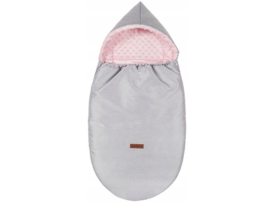 Dětský fusak s kapucí BABYMAM Soft Nature - světle šedý melange/růžová minky