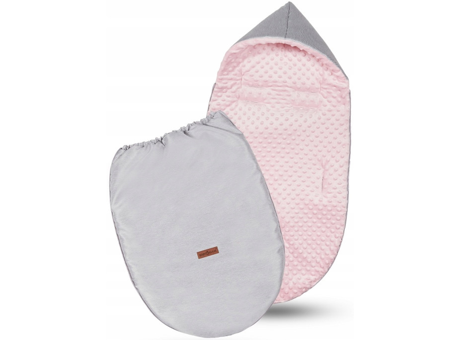 Dětský fusak s kapucí BABYMAM Soft Nature - světle šedý melange/růžová minky
