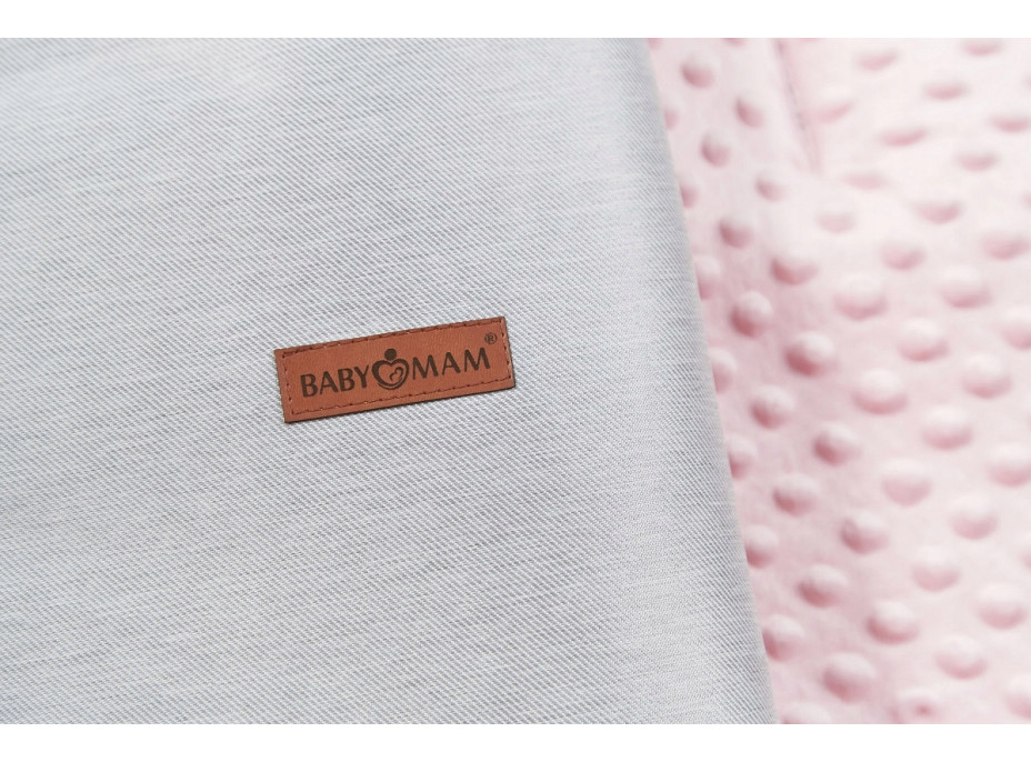Dětský fusak s kapucí BABYMAM Soft Nature - světle šedý melange/růžová minky