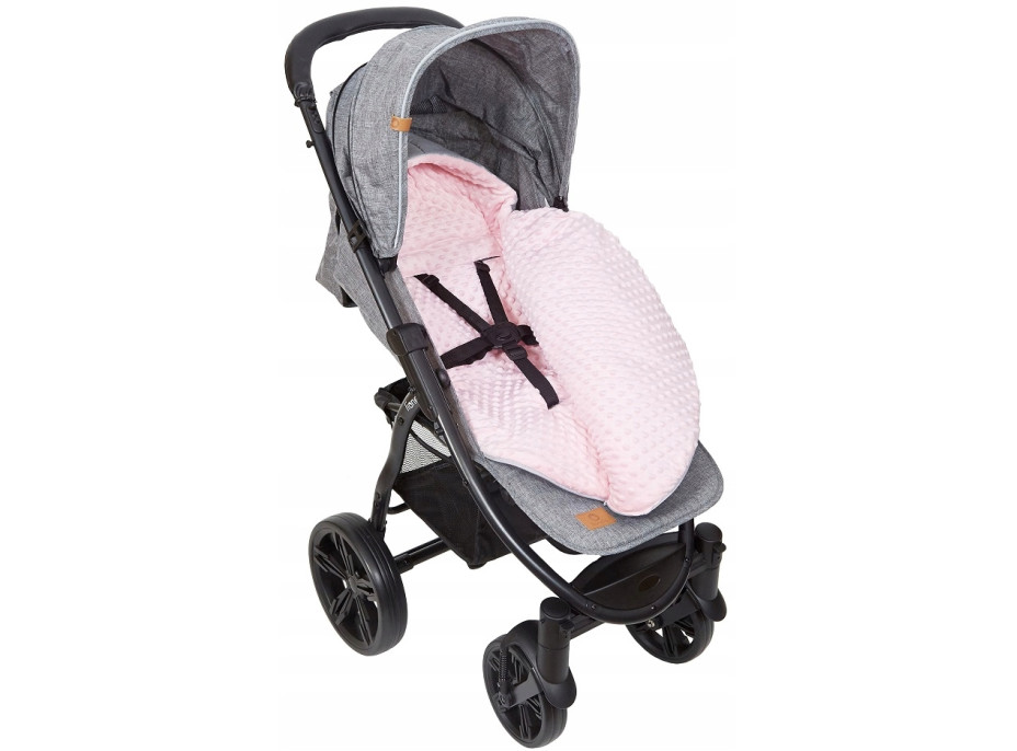 Dětský fusak s kapucí BABYMAM Soft Nature - světle šedý melange/růžová minky