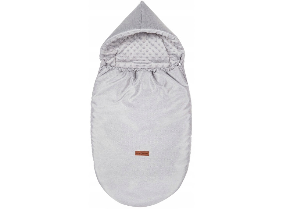 Dětský fusak s kapucí BABYMAM Soft Nature - světle šedý melange/šedá minky