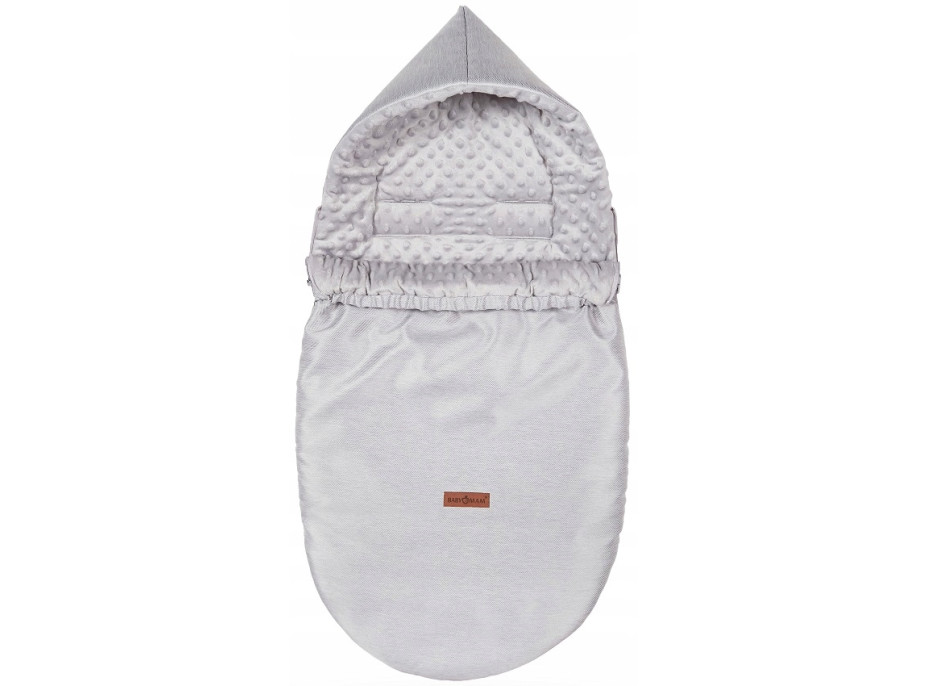 Dětský fusak s kapucí BABYMAM Soft Nature - světle šedý melange/šedá minky
