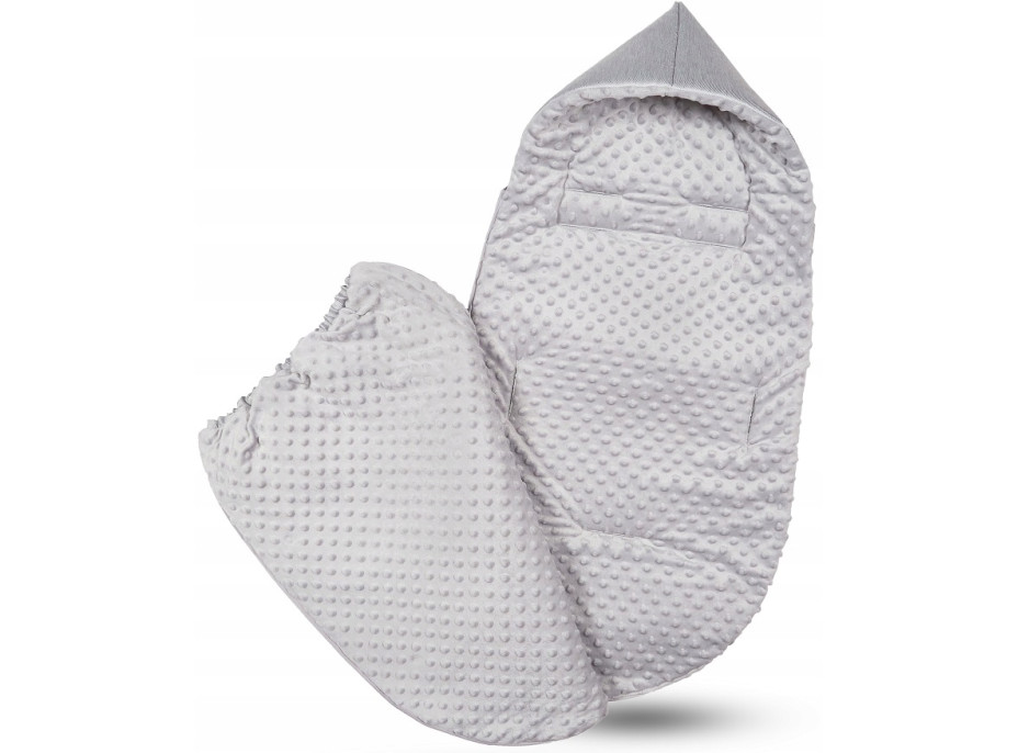 Dětský fusak s kapucí BABYMAM Soft Nature - světle šedý melange/šedá minky