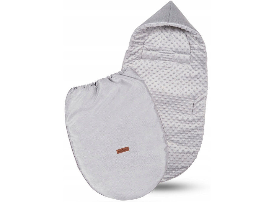 Dětský fusak s kapucí BABYMAM Soft Nature - světle šedý melange/šedá minky