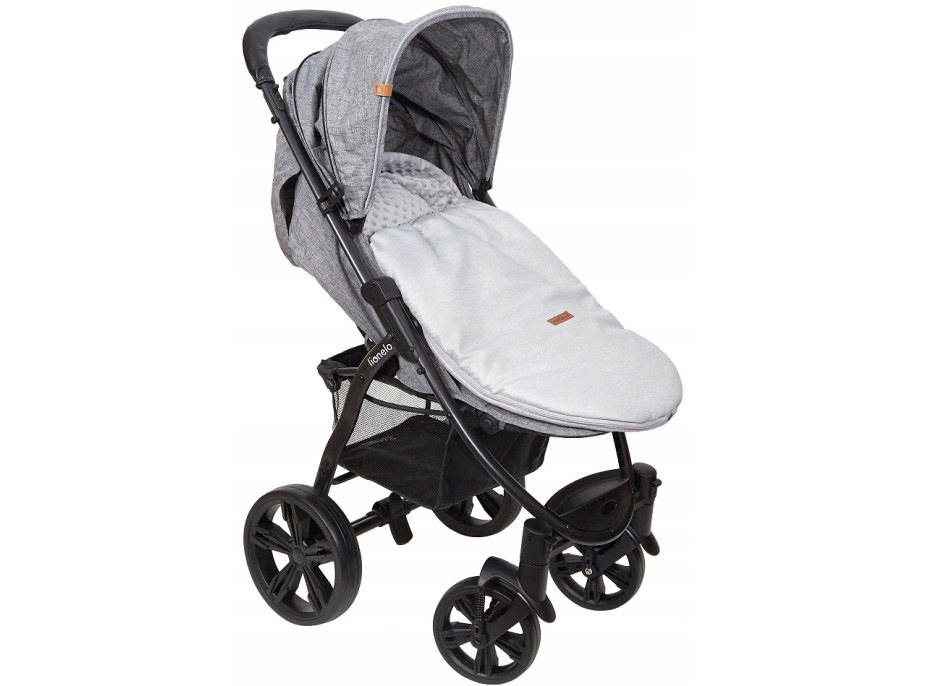 Dětský fusak s kapucí BABYMAM Soft Nature - světle šedý melange/šedá minky