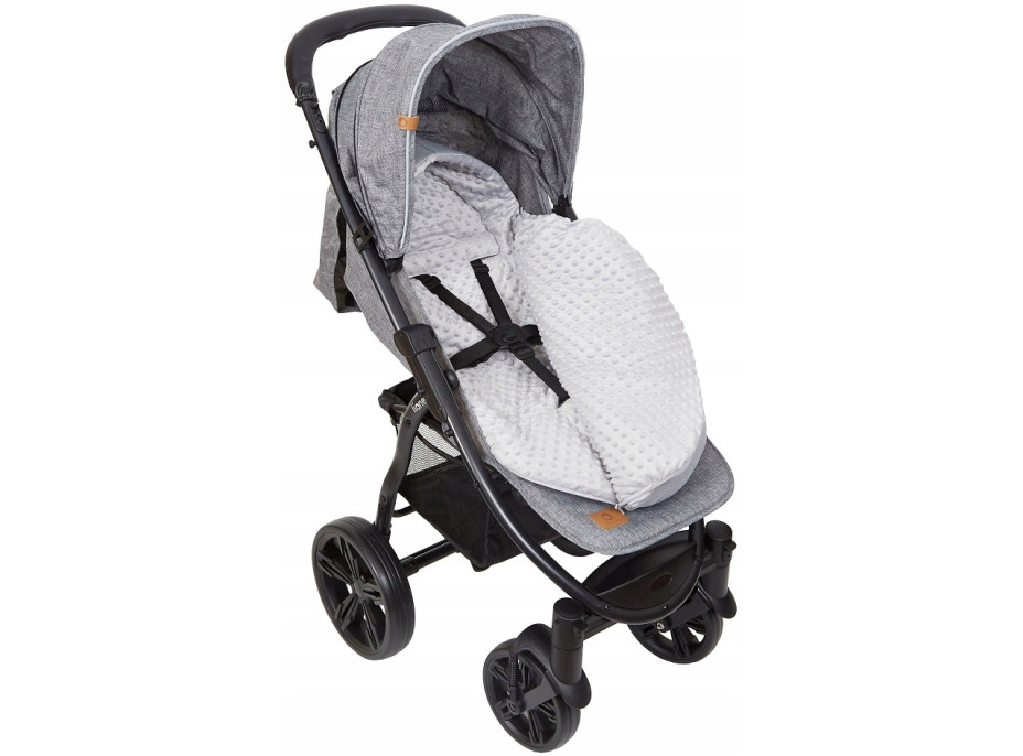 Dětský fusak s kapucí BABYMAM Soft Nature - světle šedý melange/šedá minky