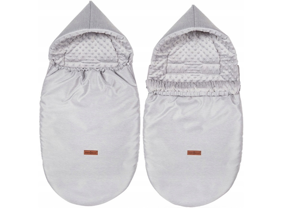 Dětský fusak s kapucí BABYMAM Soft Nature - světle šedý melange/šedá minky