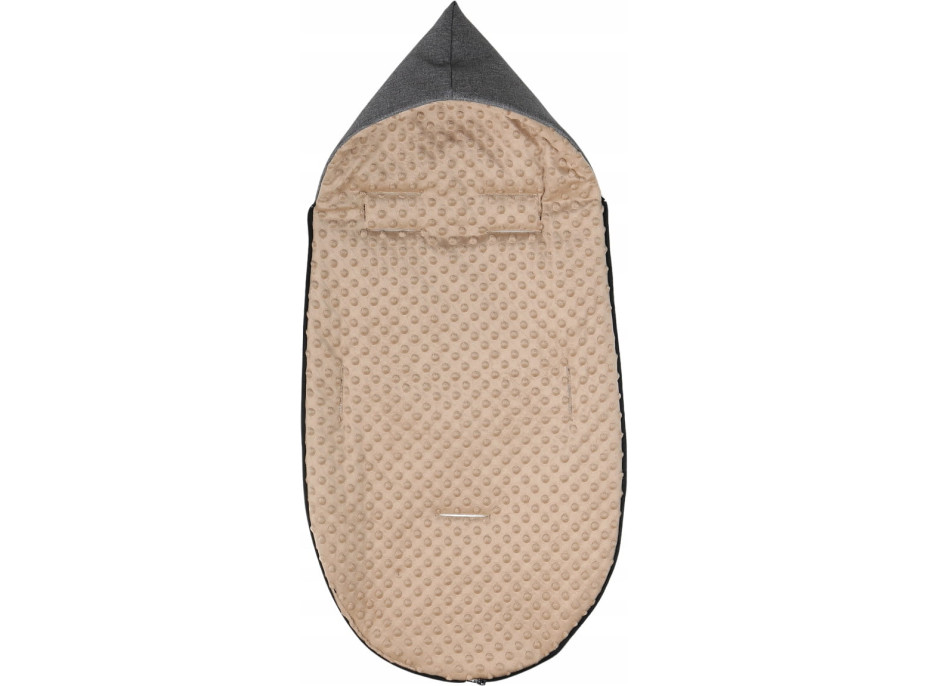Dětský fusak s kapucí BABYMAM Soft Nature - tmavě šedý melange/béžová minky