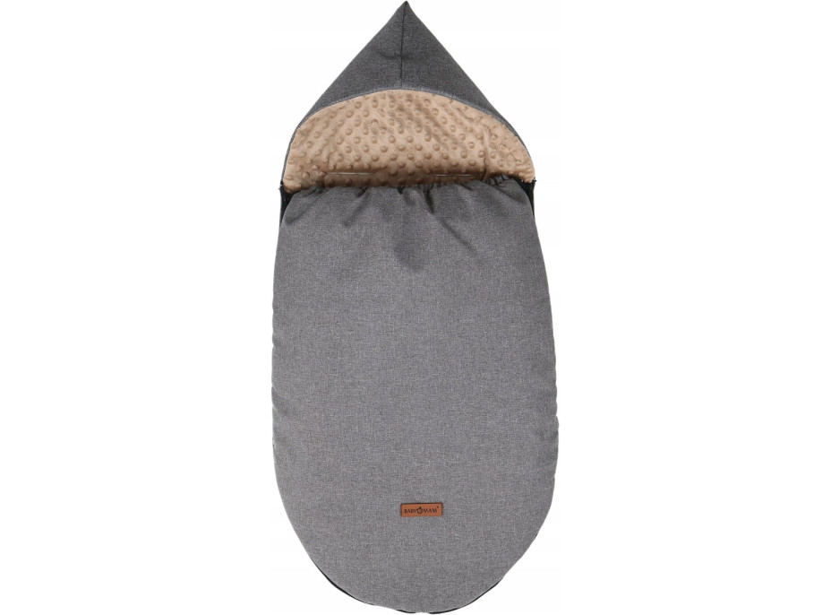 Dětský fusak s kapucí BABYMAM Soft Nature - tmavě šedý melange/béžová minky