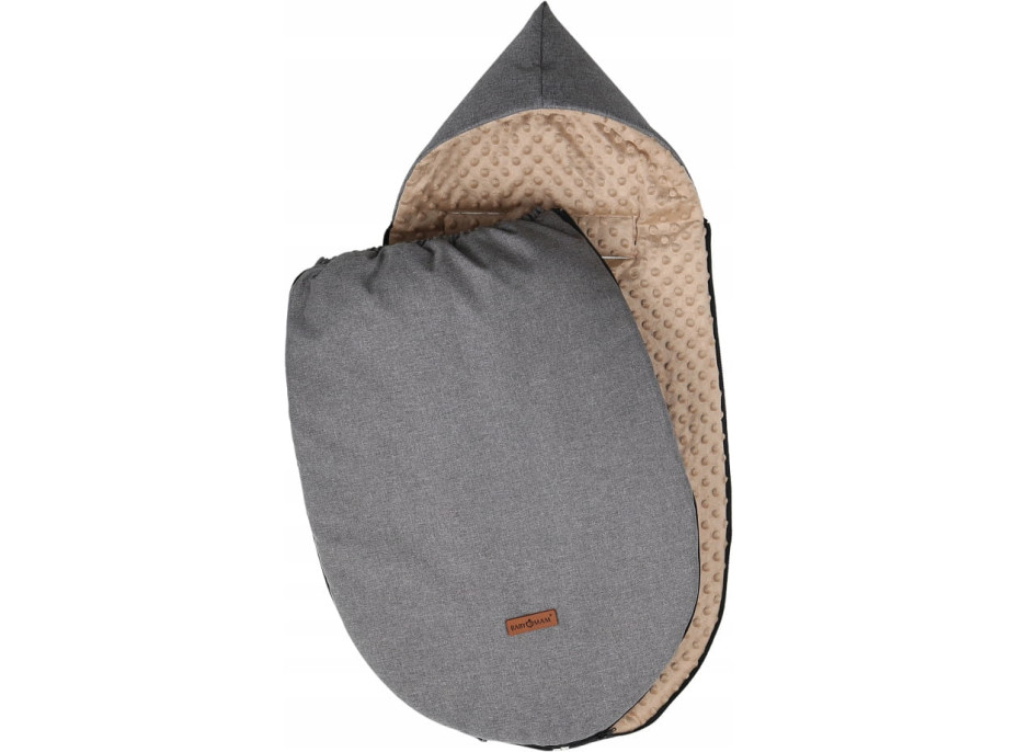Dětský fusak s kapucí BABYMAM Soft Nature - tmavě šedý melange/béžová minky