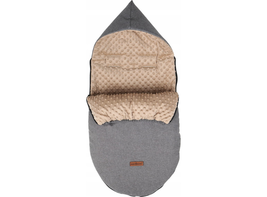 Dětský fusak s kapucí BABYMAM Soft Nature - tmavě šedý melange/béžová minky