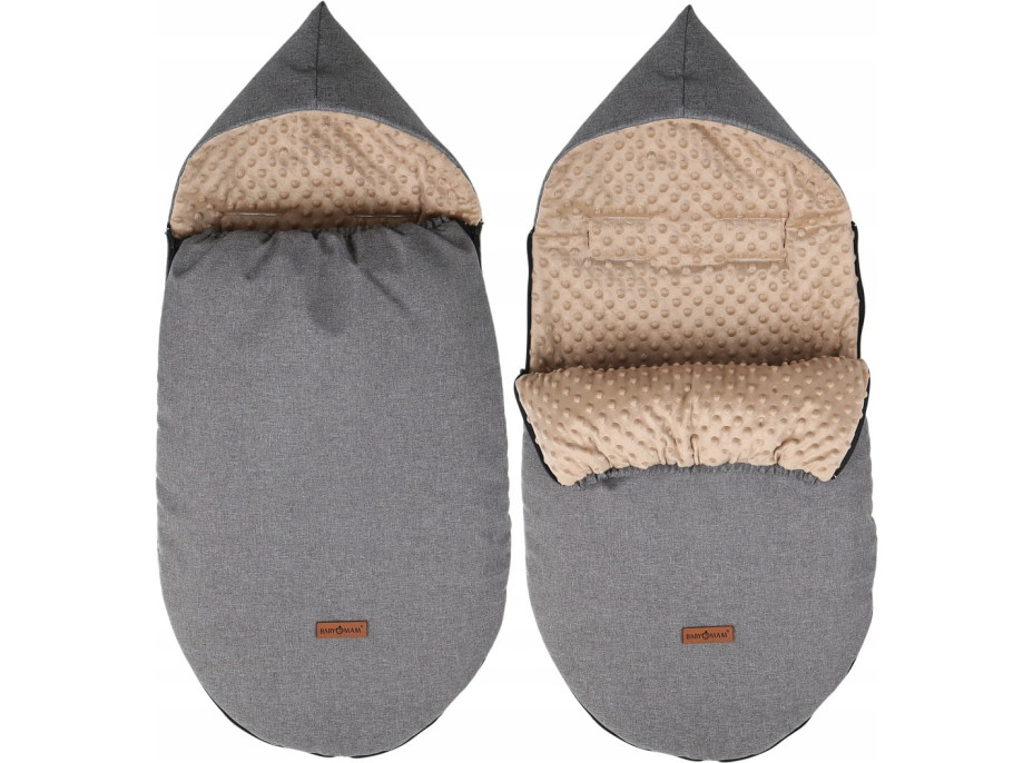 Dětský fusak s kapucí BABYMAM Soft Nature - tmavě šedý melange/béžová minky