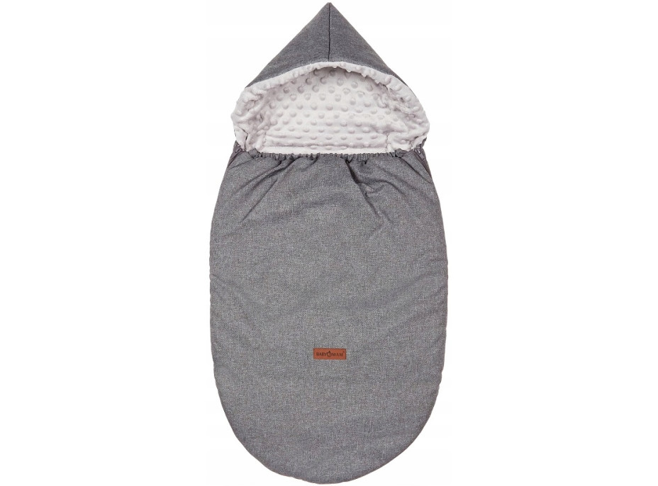 Dětský fusak s kapucí BABYMAM Soft Nature - tmavě šedý melange/šedá minky