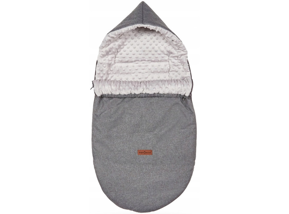 Dětský fusak s kapucí BABYMAM Soft Nature - tmavě šedý melange/šedá minky