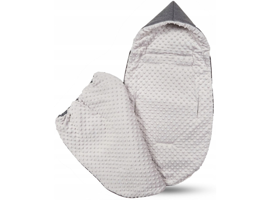 Dětský fusak s kapucí BABYMAM Soft Nature - tmavě šedý melange/šedá minky
