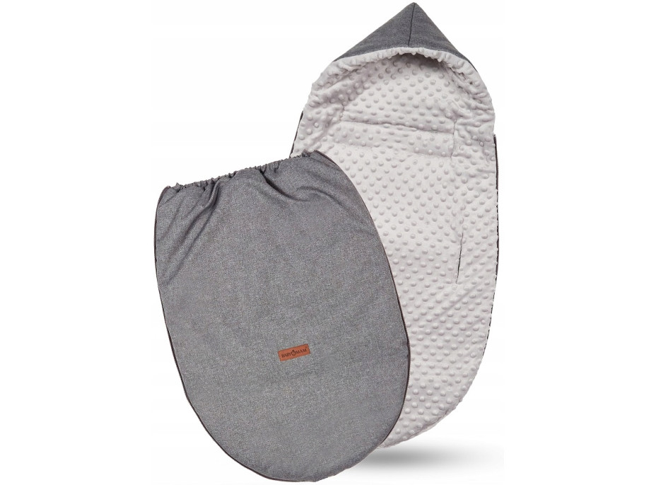 Dětský fusak s kapucí BABYMAM Soft Nature - tmavě šedý melange/šedá minky