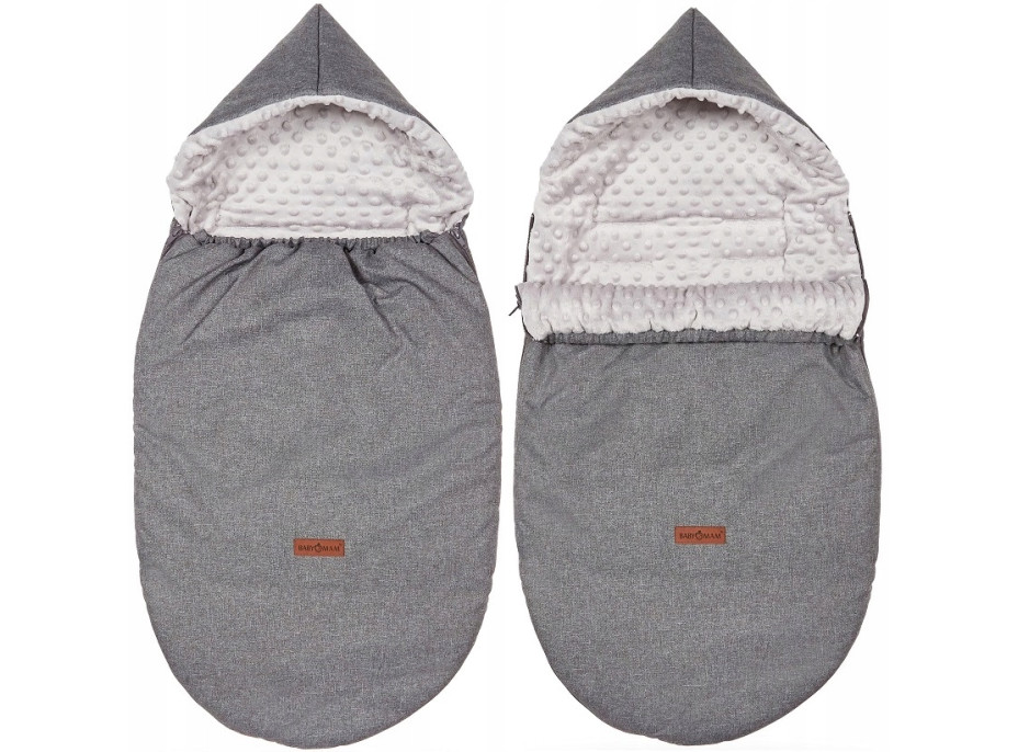 Dětský fusak s kapucí BABYMAM Soft Nature - tmavě šedý melange/šedá minky