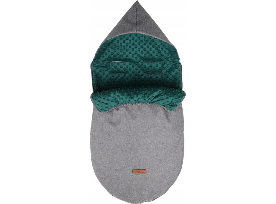 Dětský fusak s kapucí BABYMAM Soft Nature - tmavě šedý melange/tmavě zelená minky