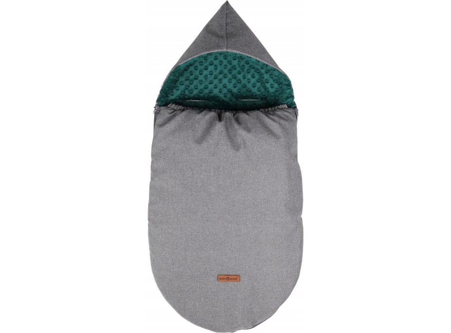 Dětský fusak s kapucí BABYMAM Soft Nature - tmavě šedý melange/tmavě zelená minky