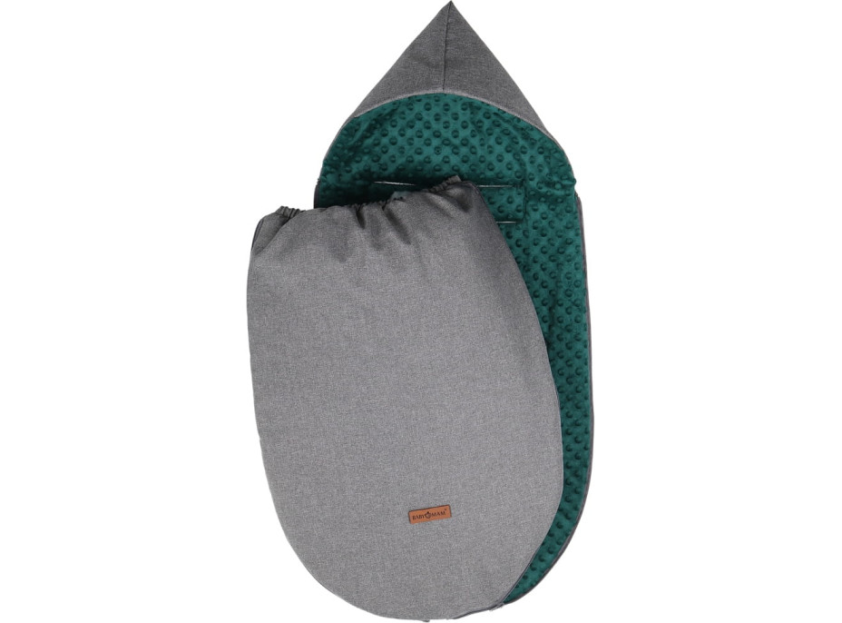 Dětský fusak s kapucí BABYMAM Soft Nature - tmavě šedý melange/tmavě zelená minky