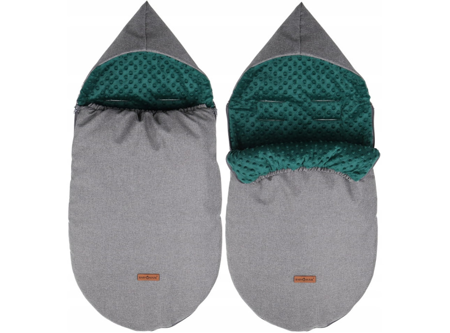 Dětský fusak s kapucí BABYMAM Soft Nature - tmavě šedý melange/tmavě zelená minky