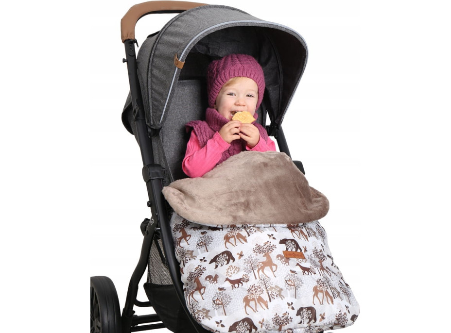 Dětský fusak na sportovní kočárek BABYMAM - Zimní les/cappuccino