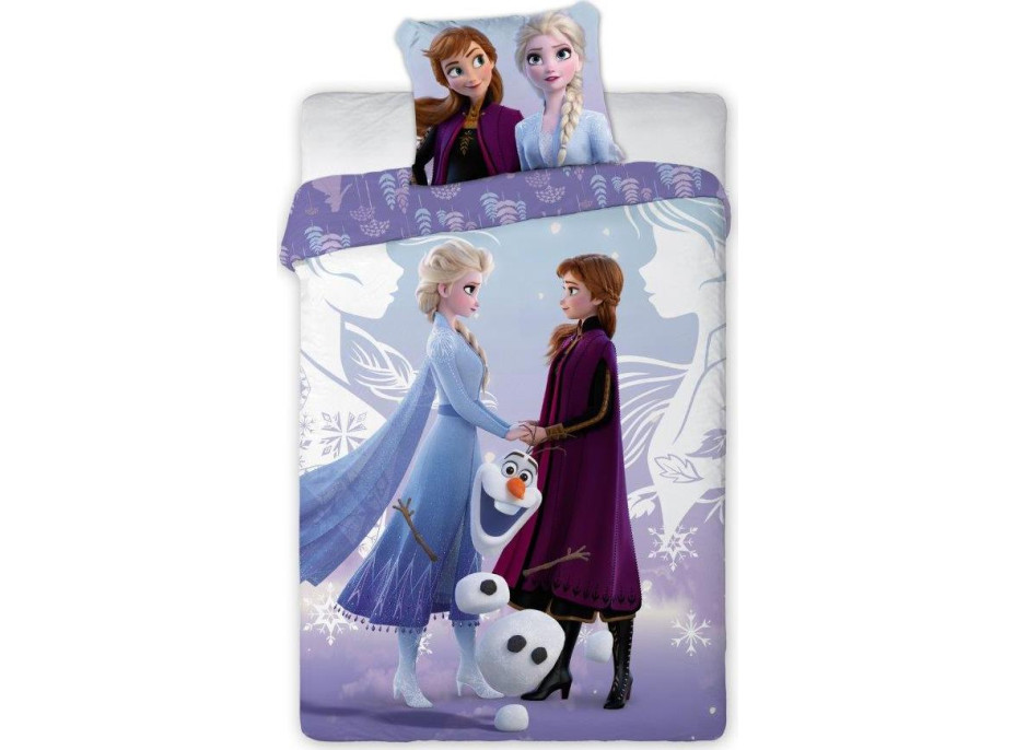 Dětské bavlněné povlečení FROZEN Anna, Elsa a Olaf - 140x200 cm