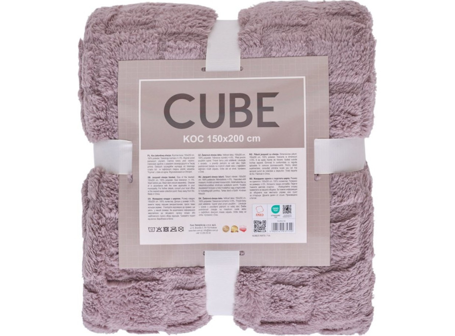 Deka přehoz CUBE 150x200 cm - starorůžová