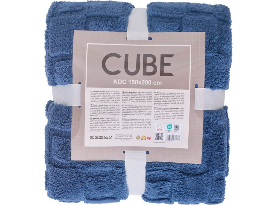 Deka přehoz CUBE 150x200 cm - modrá