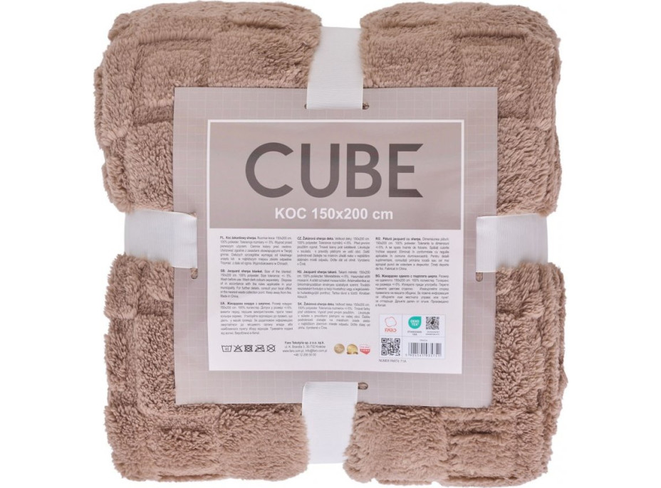 Deka přehoz CUBE 150x200 cm - mocca