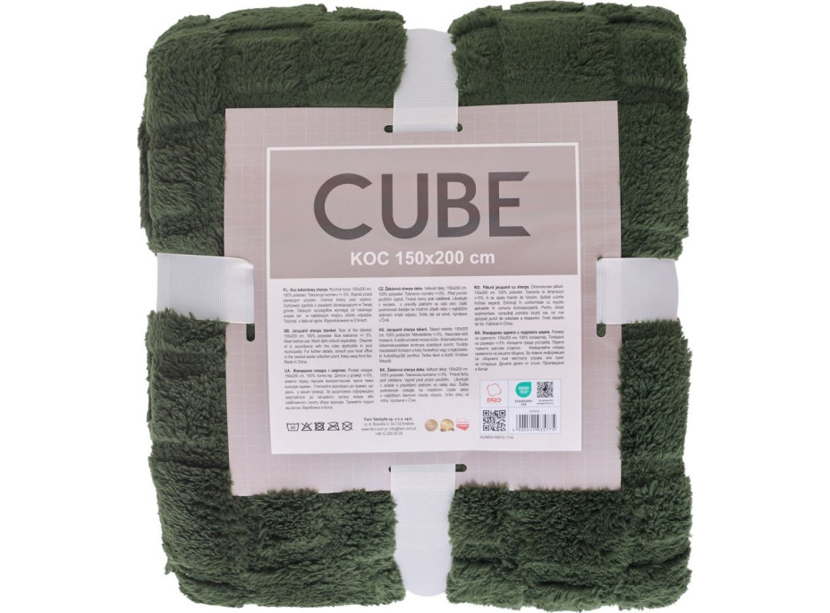 Deka přehoz CUBE 150x200 cm - tmavě zelená