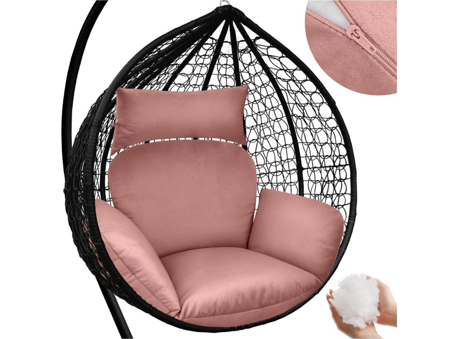 Sedací polštář PRIMA Velvet do závěsného houpacího křesla - růžový